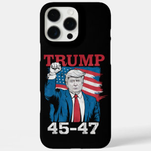 Trump 45 47 Vintage Retro USA American Flag iPhone 16 Pro Max Case