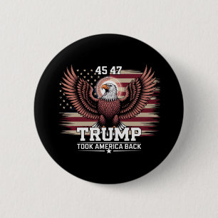Trump 45th 47th President Flag 2025 Eagle America 2 Inch Round Button