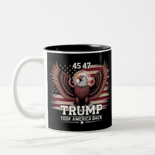 Trump 45th 47th President Flag 2025 Eagle America  Two-Tone Coffee Mug