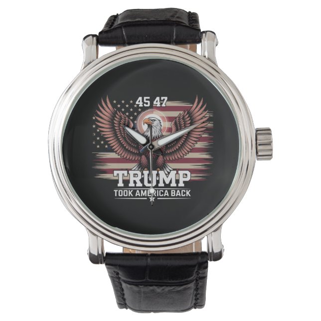 Trump 45th 47th President Flag 2025 Eagle America  Watch (Front)