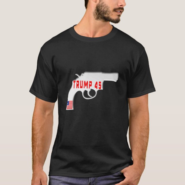Trump 45th President Silver Gun Tee (Front)