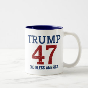 Trump 47 God Bless America Two-Tone Coffee Mug