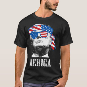 Trump 4th Of July Us American Flag Men Funny  T-Shirt