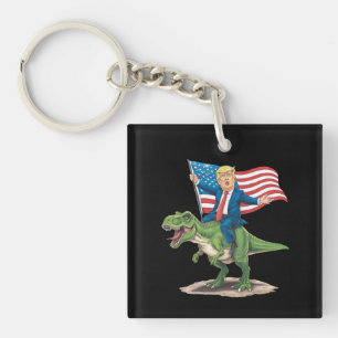 Trump à cheval sur un dinosaure T Rex drapeau amér