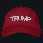 TRUMP Adjustable Red Hat<br><div class="desc">Make America Great Again by wearing this bold "TRUMP" hat.</div>