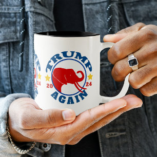 TRUMP AGAIN Red Elephant 2024 Two-Tone Coffee Mug
