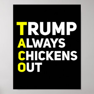 Trump Always Chickens Out Funny Trump Tariff Joke  Poster
