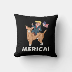 Trump America Chihuahua Dog American Hero Throw Pillow