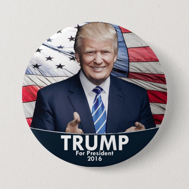 Trump - American Flag 3 Inch Round Button (Front)