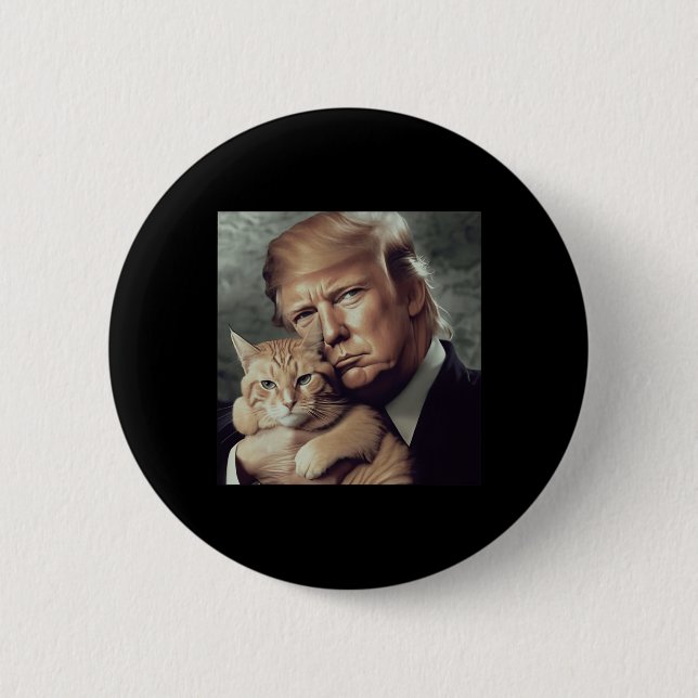 Trump And Cat - Funny Trump Cat Meme  2 Inch Round Button (Front)