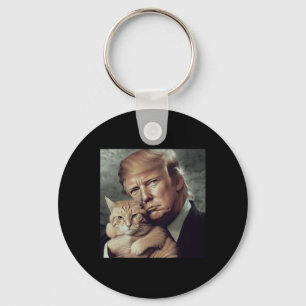 Trump And Cat - Funny Trump Cat Meme Keychain