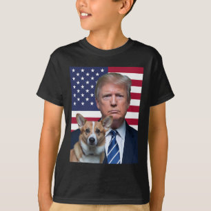 Trump And Pembroke Welsh Corgi Dog Usa Flag Electi T-Shirt