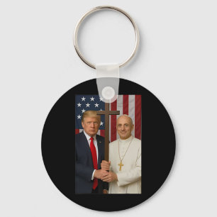 Trump And Pope Shirt - Pope Leo Xiv God Bless Amer Keychain