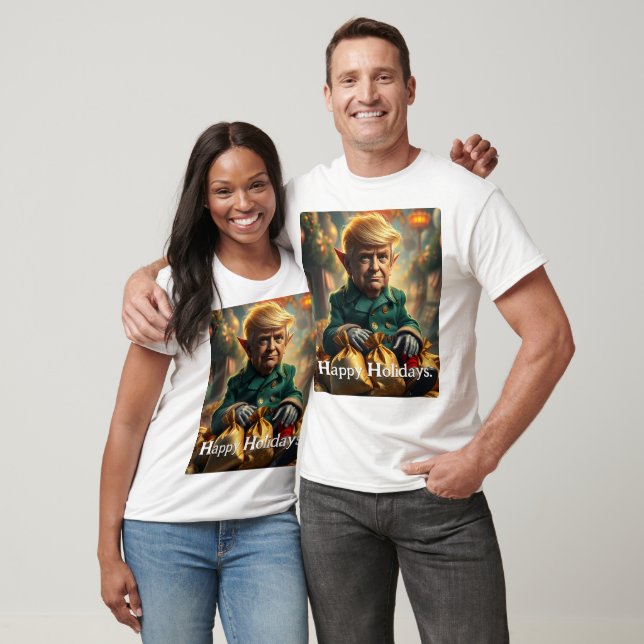 Trump As a Cheery Christmas Elf T-Shirt (Unisex)