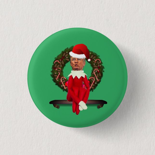 Trump as a Christmas Elf Ugly  1 Inch Round Button (Front)