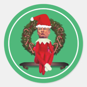 Trump as a Christmas Elf Ugly  Classic Round Sticker