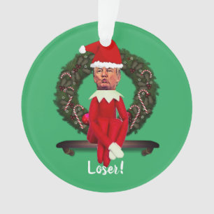 Trump as a Christmas Elf Ugly   Ornament