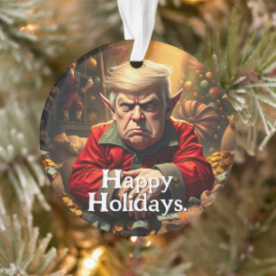 Trump As an Angry Christmas Elf Ornament