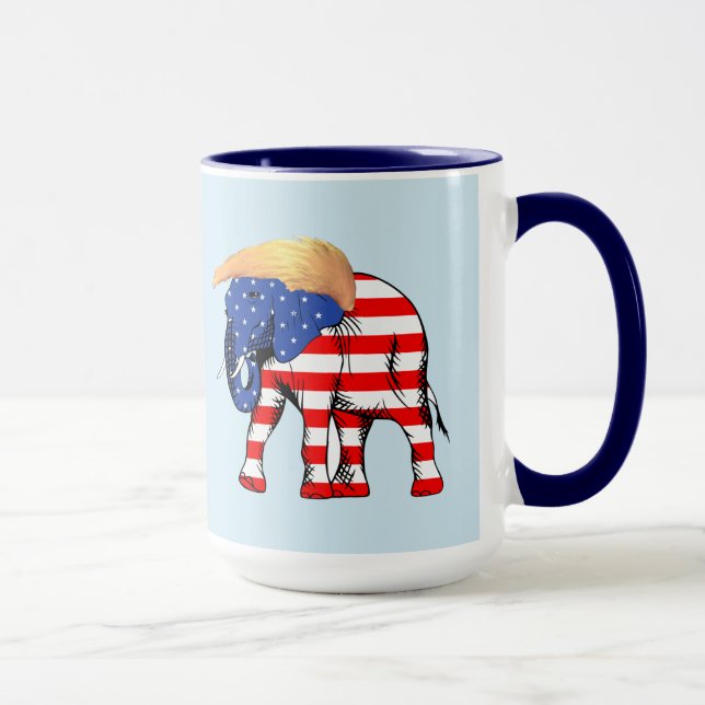Trump Bad Hair Elephant 15 oz Ringer Mug, ZSSG Mug (Right)