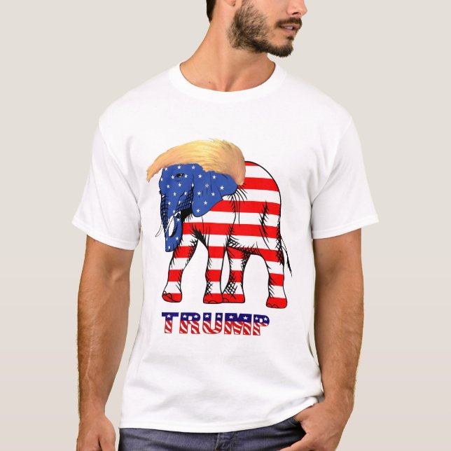 Trump Bad Hair Elephant Men's Basic T-Shirt, ZSSG T-Shirt (Front)