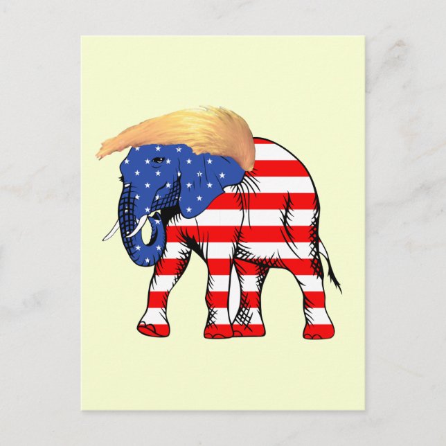 Trump Bad Hair Republican Elephant, ZSSG Postcard (Front)