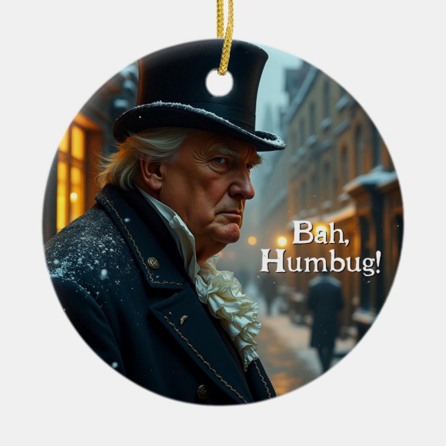 Trump Bah Humbug Ceramic Ornament (Front)