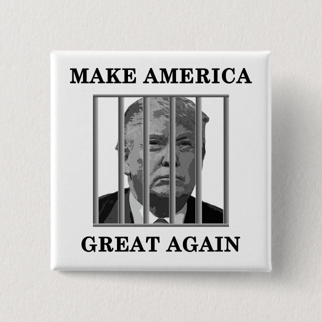 Trump Behind Bars 2 Inch Square Button (Front)