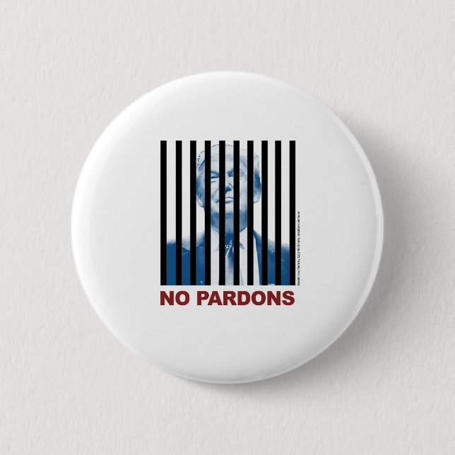 Trump Behind Bars -- No Pardons 3 2 Inch Round Button (Front)