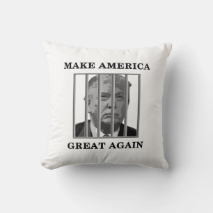 Trump Behind Bars Throw Pillow