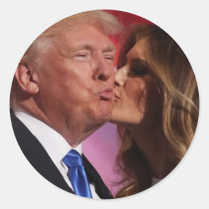 Trump being Kissed by Melainia Classic Round Sticker