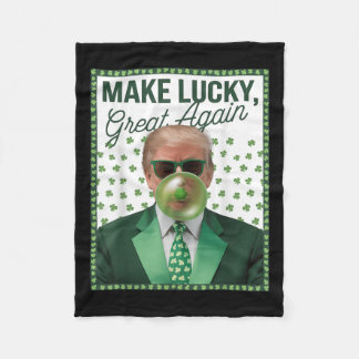 Trump Blowing Bubble Gum St. Patricks Day Funny Fleece Blanket