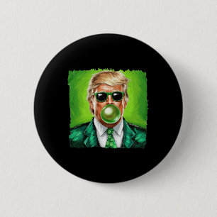 Trump Blowing Bubble Gum St. Patrick's Day Green S 2 Inch Round Button