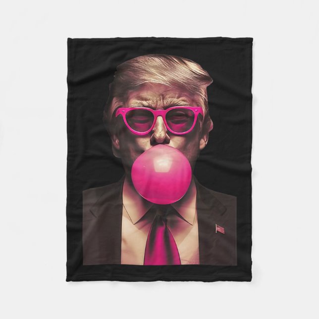 Trump Bubble Gum Funny  Fleece Blanket (Front)