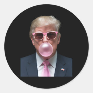Trump Bubble Gum Pink Funny USA President Classic Round Sticker