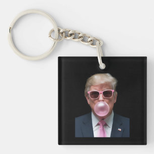 Trump Bubble Gum Pink Funny USA President Keychain