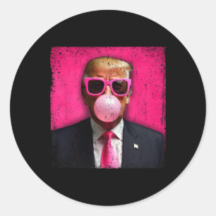 Trump Bubble Gum Pink Sungles Funny _1  Classic Round Sticker