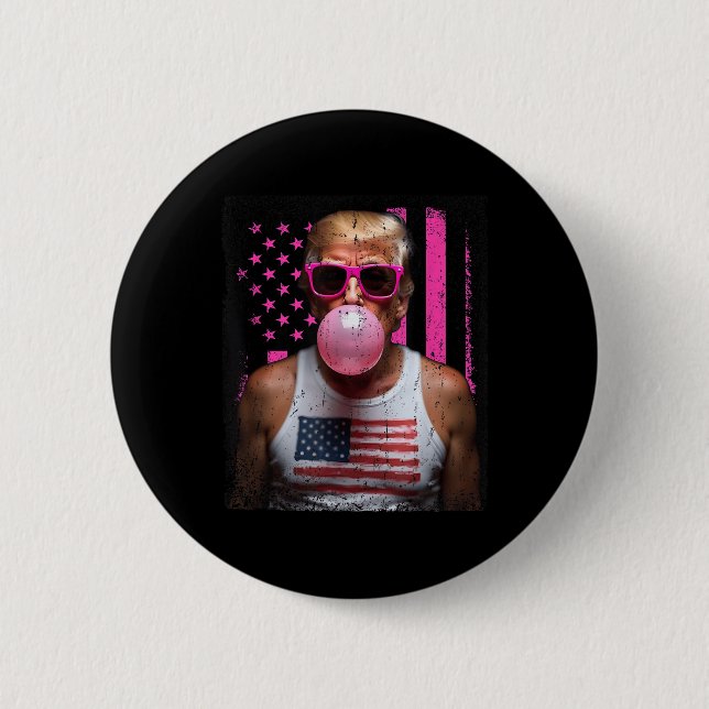 Trump Bubble Gum Pink Sungles Usa Flag Funny _2  2 Inch Round Button (Front)
