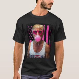 Trump Bubble Gum Pink Sungles Usa Flag Funny  T-Shirt