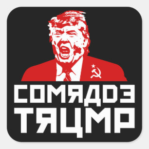 Trump Button: "COMRADE TRUMP" (Black) Square Sticker