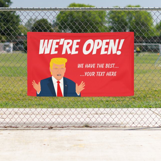 Trump cartoon custom advertising opening banner (Insitu)