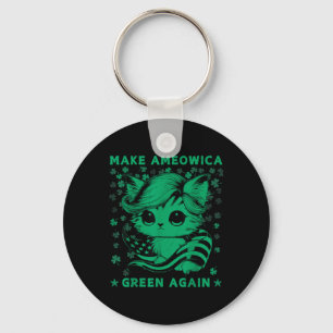 Trump Cat Kitten Make Ameowica Green Again Usa Keychain