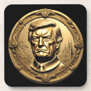 TRUMP CGI Collectable Gold Art-Coin Doubloon Coaster