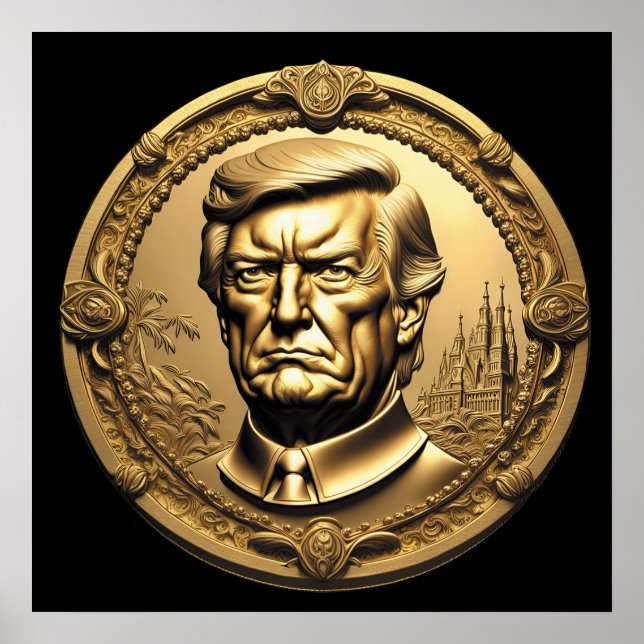 TRUMP CGI Collectable Gold Art-Coin Doubloon Poster (Front)