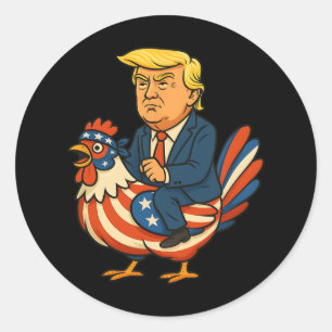 Trump Chicken Jockey Satire - Funny Political Humo Classic Round Sticker
