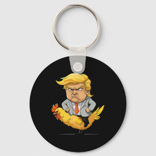 Trump Chicken Jockey Satire - Funny Political Humo Keychain