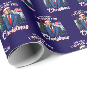 Trump Christmas Blue Wrapping Paper