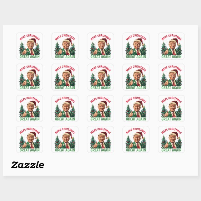 Trump Christmas, Make Christmas Great Again Square Sticker (Sheet)
