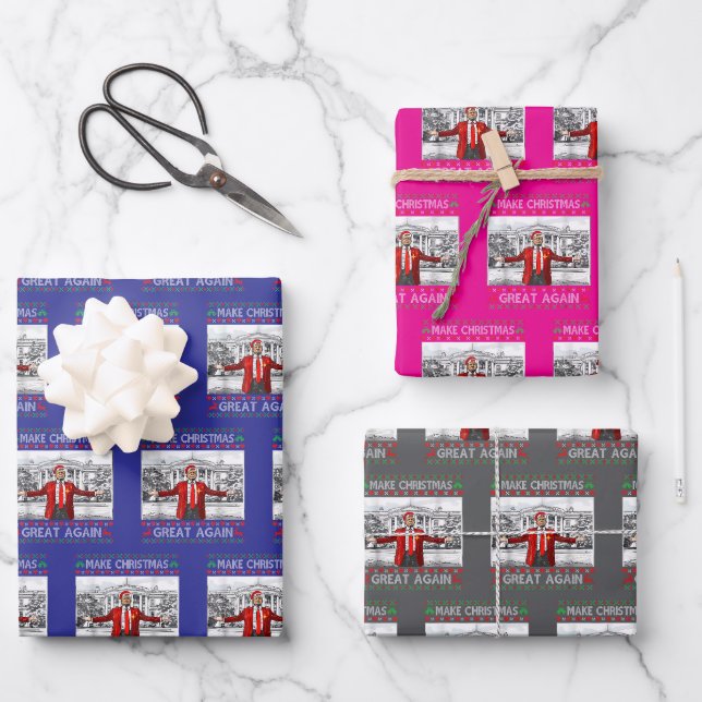 Trump Christmas Wrapping Paper Sheet (Front)