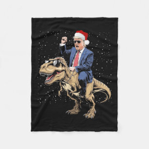 Trump Christmas Xmas T Rex Funny Trump Dinosaur Fleece Blanket