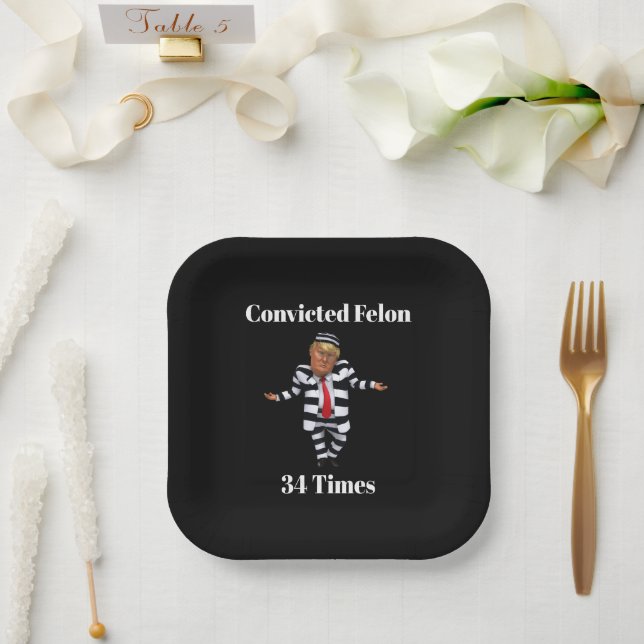 Trump Convicted Felon Paper Plate (Wedding)